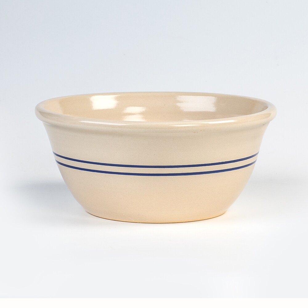12&#x22; Heritage Blue Stripe Stoneware Mixing Bowl