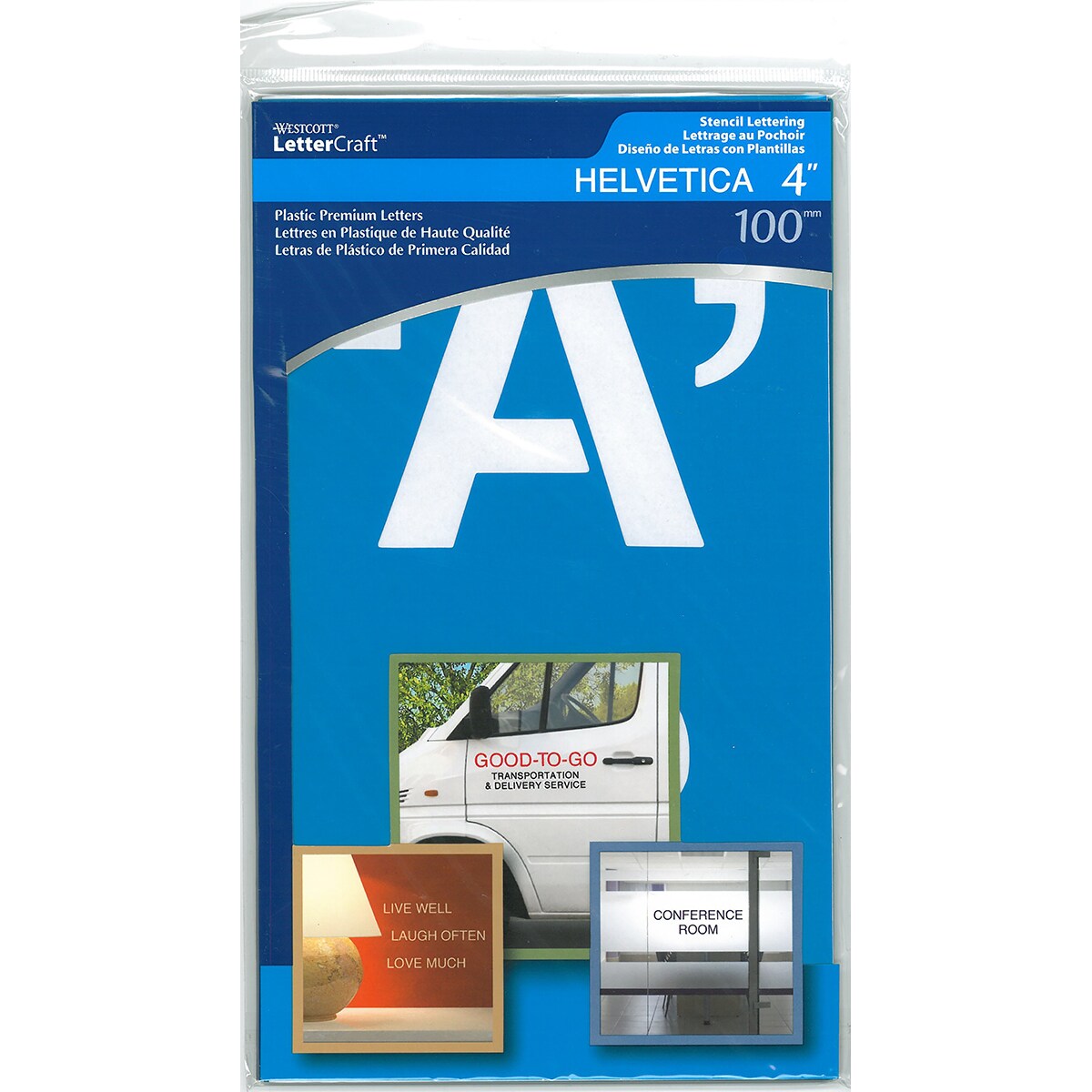 Westcott Alphabet Stencils 100/Pkg-Helvetica Capital Letters 4"
