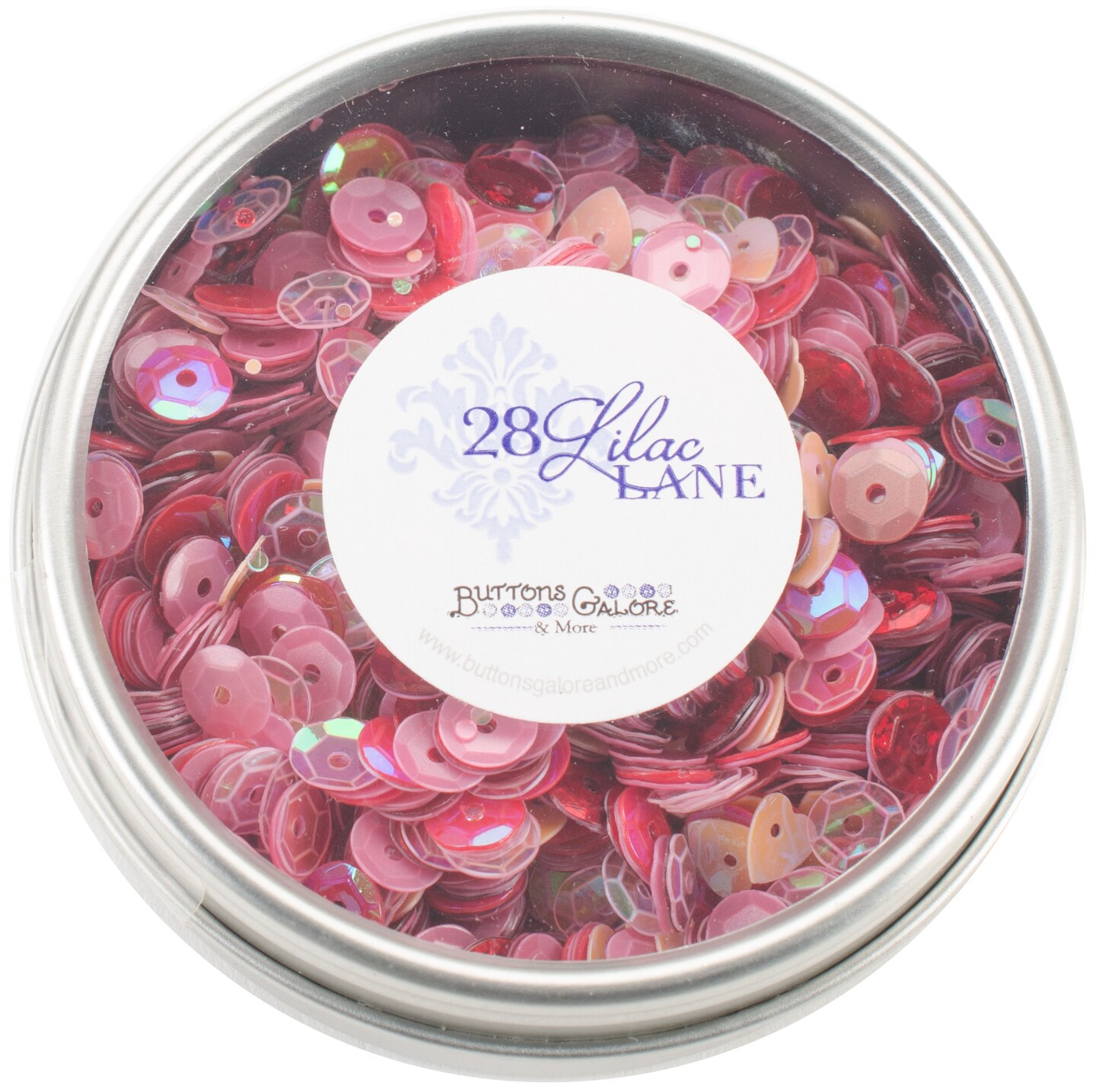 Buttons Galore 28 Lilac Lane Tin W/Sequins 40g-My Valentine