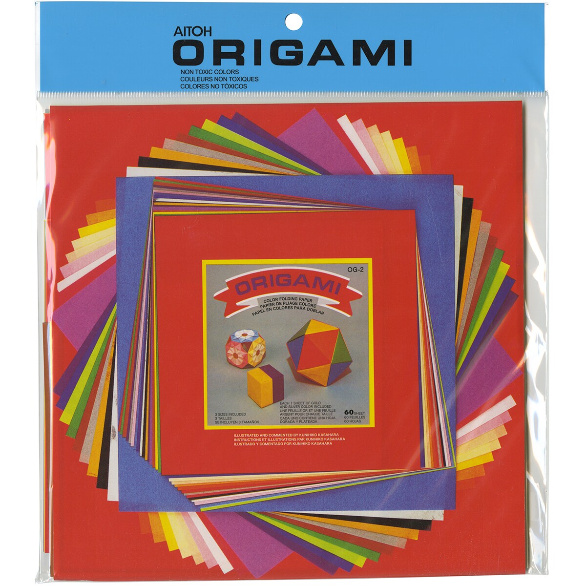 Aitoh Origami Paper 60/Pkg-Assorted Colors &#x26; Sizes