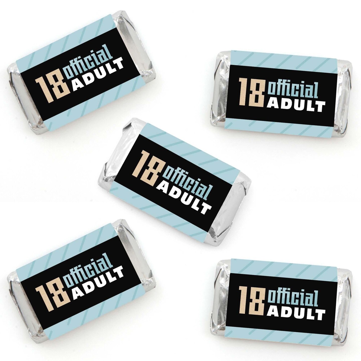 Big Dot of Happiness Boy 18th Birthday - Mini Candy Bar Wrapper Stickers - Eighteenth Birthday Party Small Favors - 40 Count