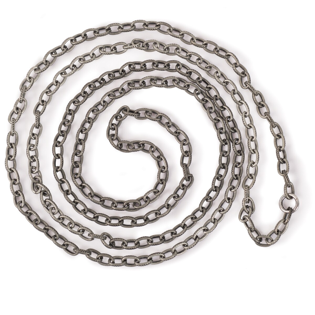 Solid Oak Steampunk Metal Chain 39"-Antique Silver Style A