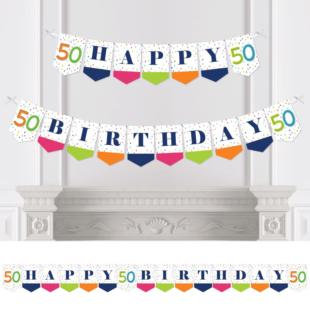 Big Dot of Happiness 50th Birthday - Cheerful Happy Birthday - Fiftieth Birthday Party Bunting Banner - Birthday Party Decorations - Happy Birthday | Michaels big-dot-of-happiness-50th-birthday-cheerful-happy-birthday-fiftieth-birthday-party-bunting-banner-birthday-party-decorations-happy-birthday-michaels