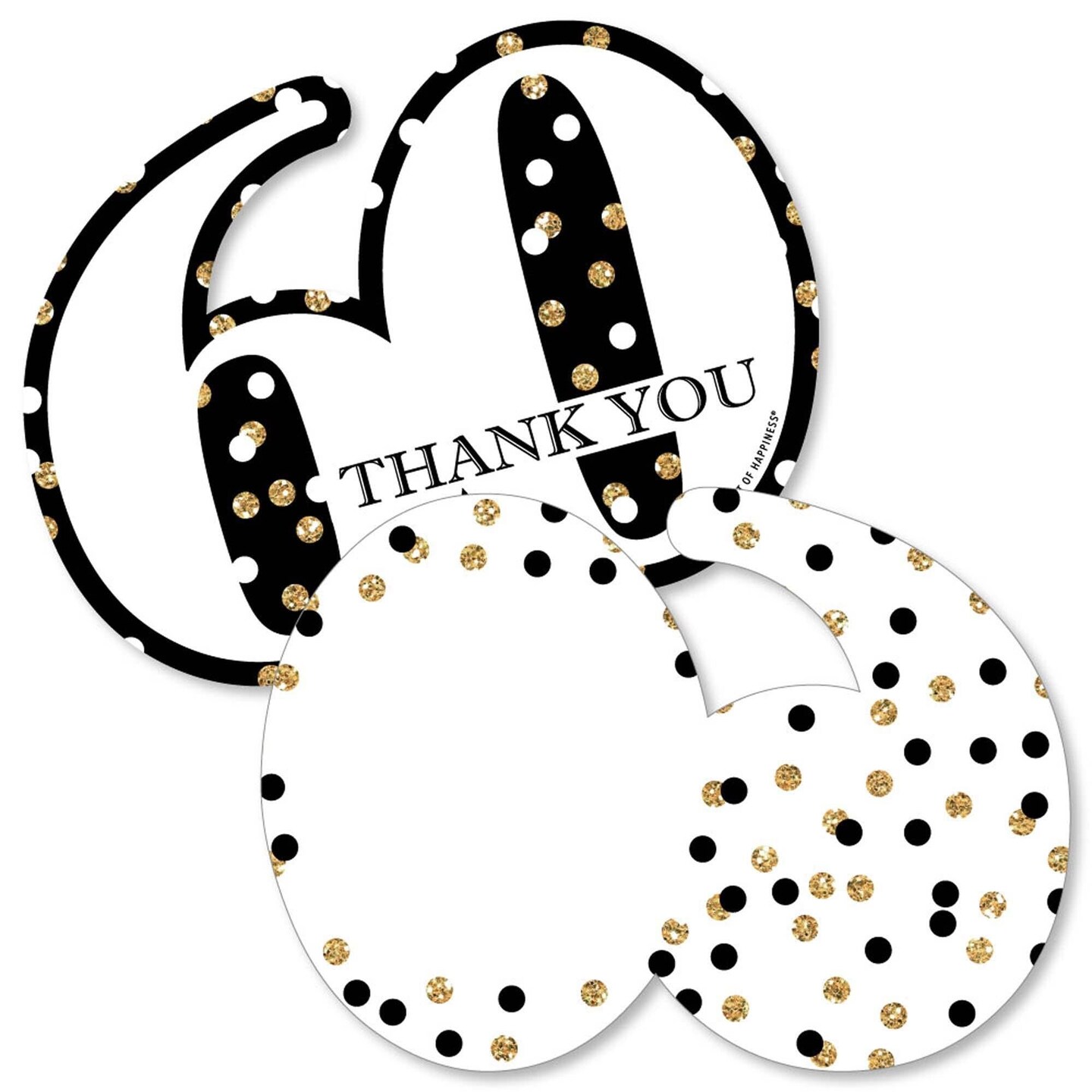 Big Dot of Happiness Adult 60th Birthday - Gold - Shaped Thank You ...