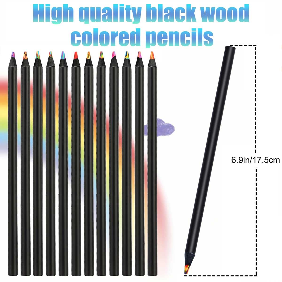 12 Pieces  Rainbow Pencils, Multi Colored Pencils for Adult Coloring, Multicolored Pencils for Art Drawing, Professional Art Supplies for Artists, for Coloring and Sketching.