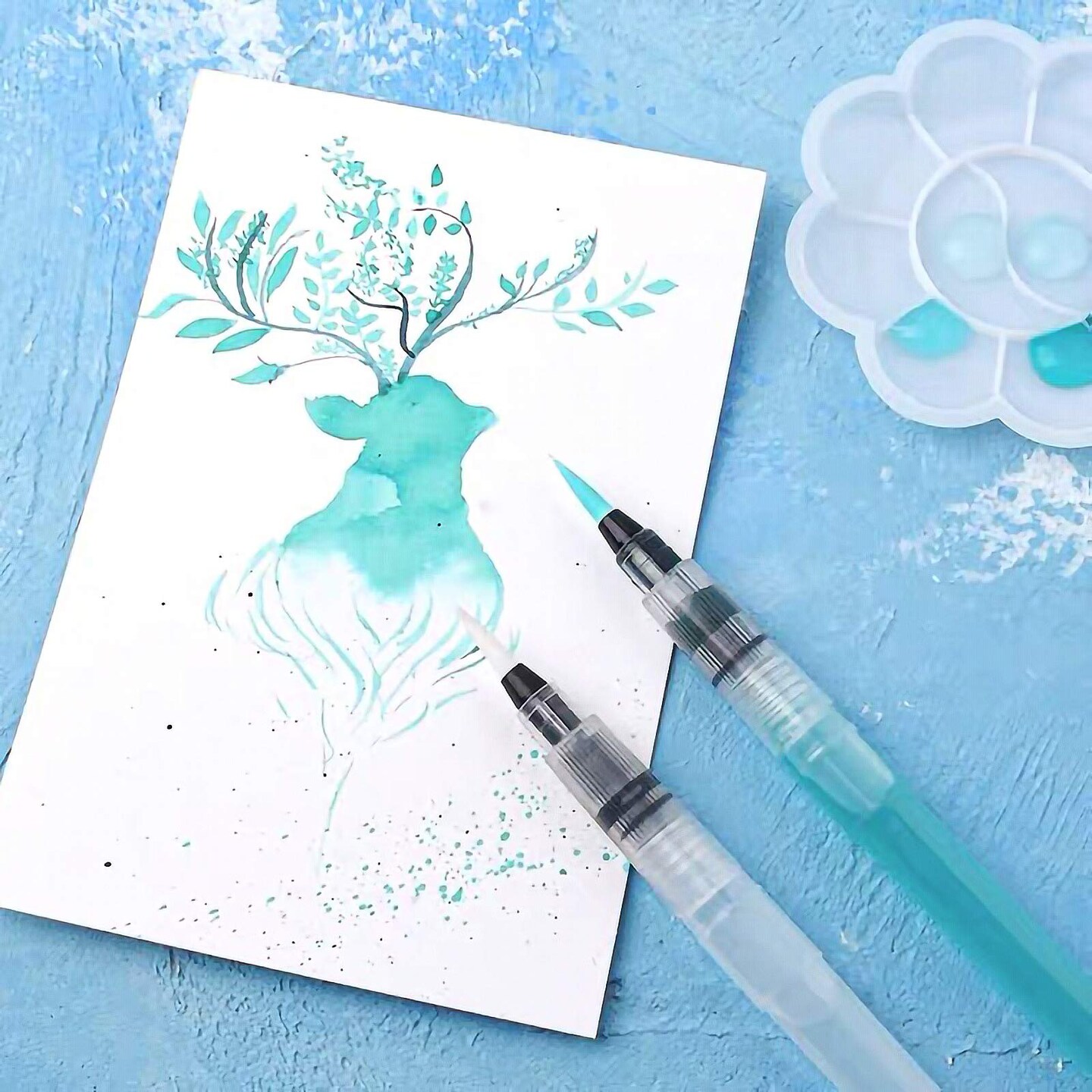 12 Pieces Water Color Brush Pen Set, Watercolor Paint Pens, Water Color Water-Base Markers, Water Soluble Colored Pencil Ideal for All Water Soluble Pigment and Watercolor Media