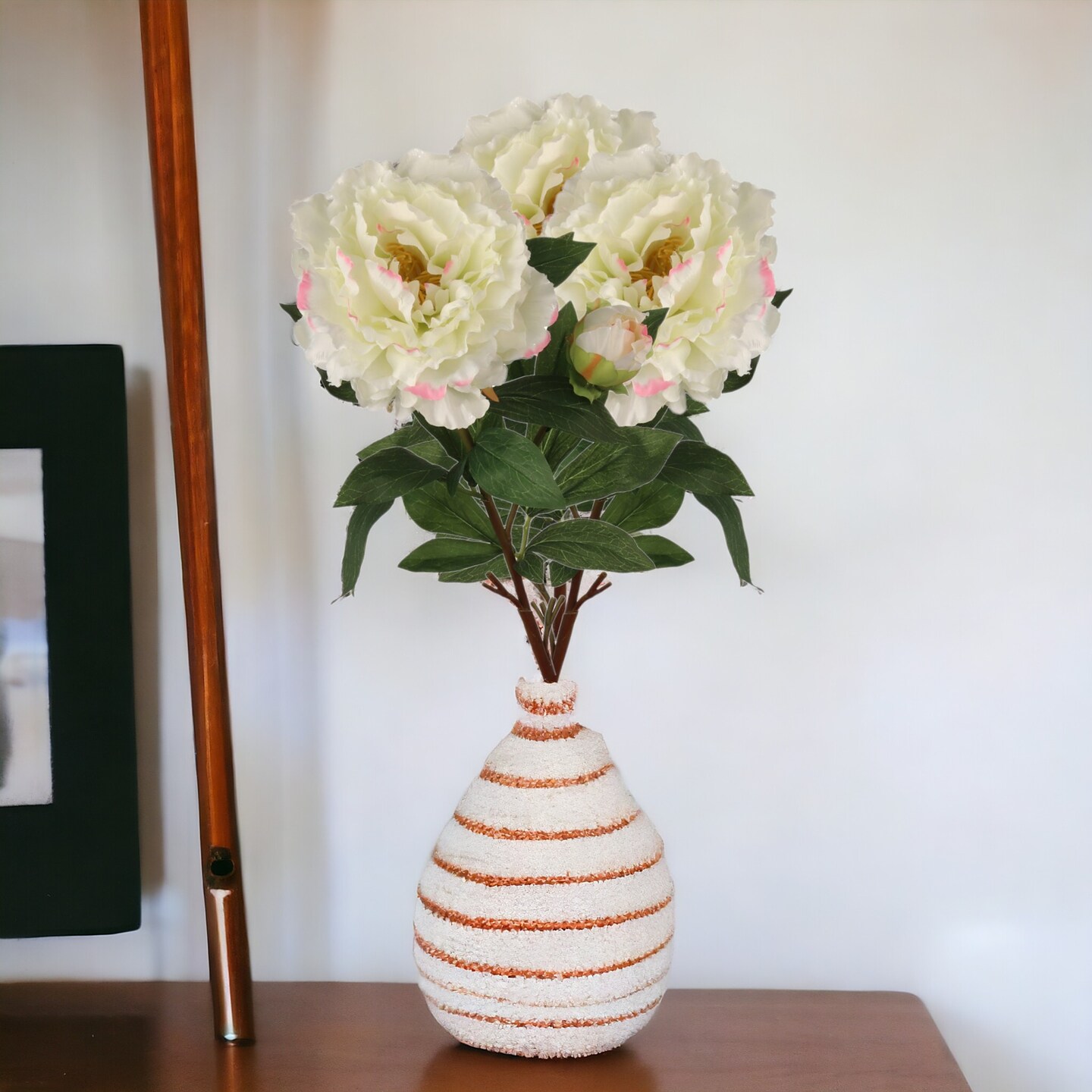 Cream Pink Peony Spray - 12-Pack with Silk Foliage & Lifelike Blooms, Perfect for Floral Arrangements, Home & Event Décor - All-Season Elegance, Floral Home by Artificial Flowers