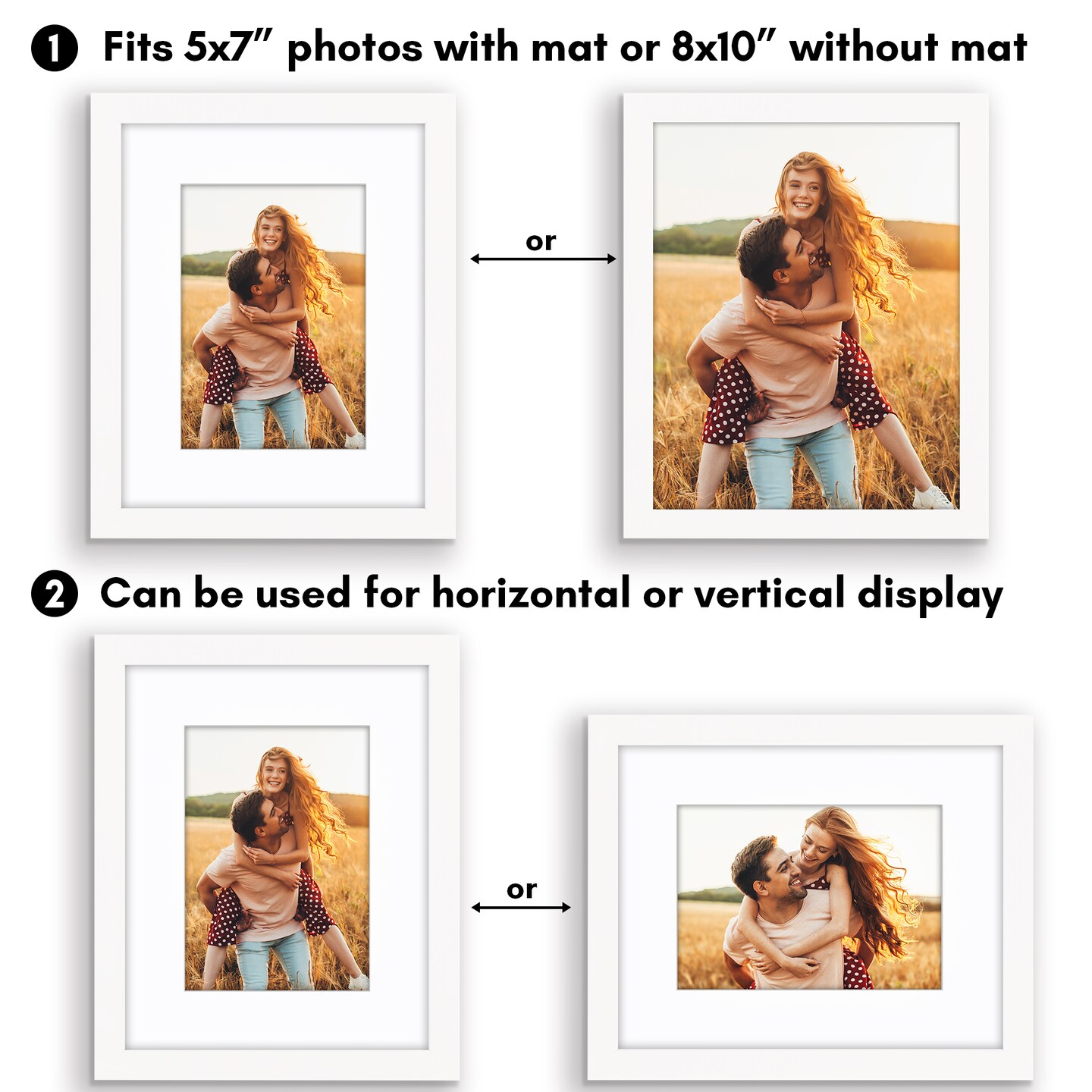 Americanflat Gallery-Style Picture Frame with Mat - Showcase Artwork, Prints, and Photos - Shatter Resistant Glass - Hanging Hardware with Drywall Anchor