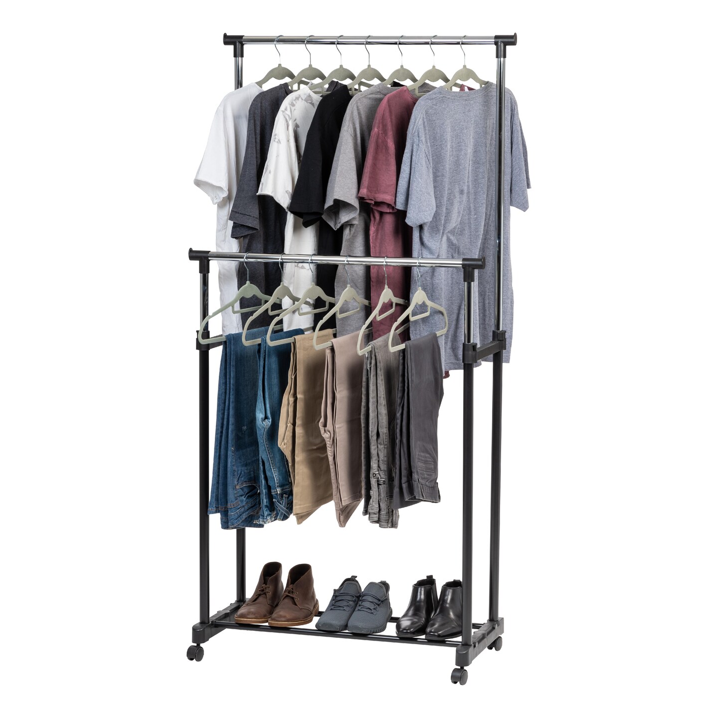 IRIS USA Adjustable Metal Clothes Rack, Garment Rack with wheel
