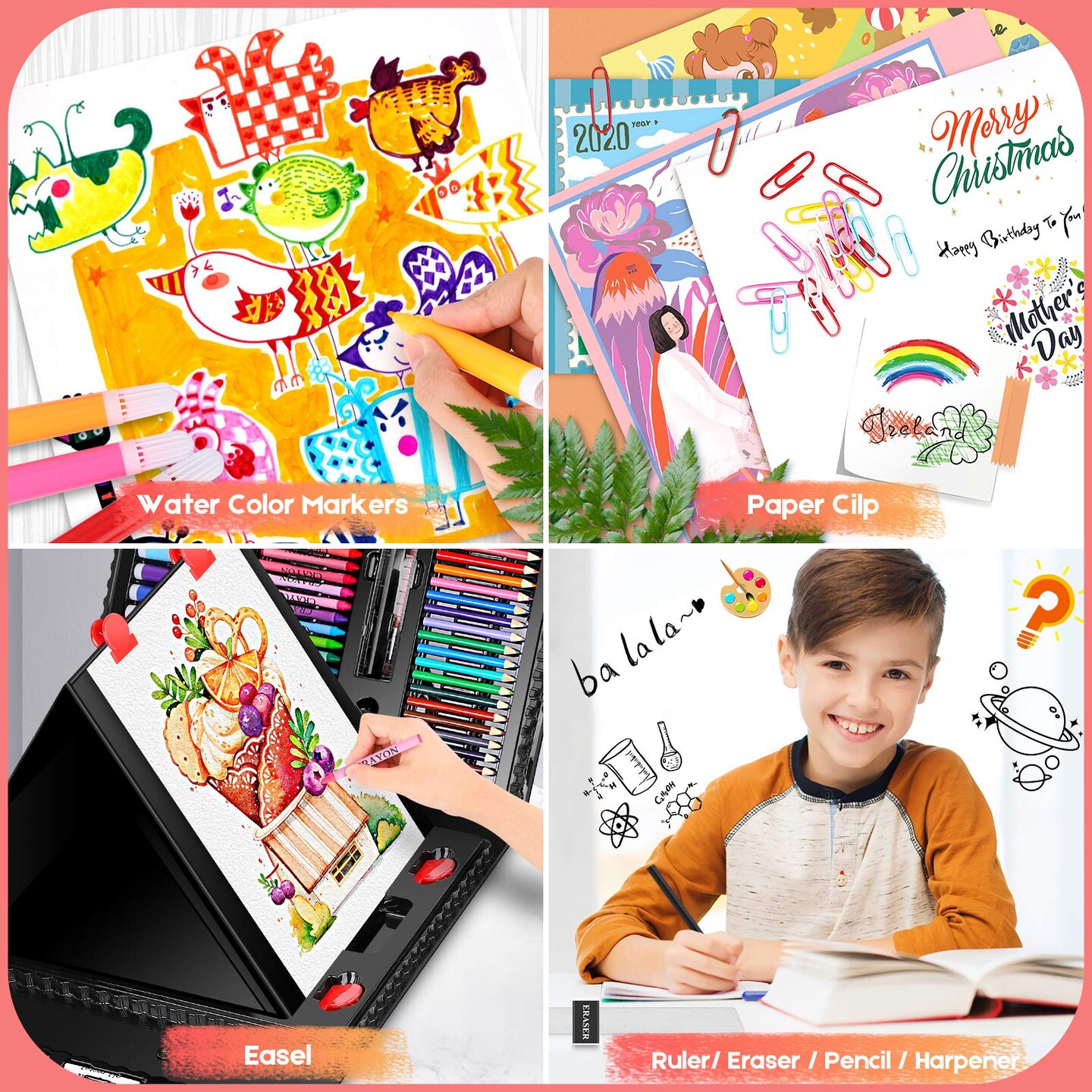 Caliart Premium Art Set - Includes Colored Pencils, Crayons, Pastels, Markers, Watercolor Cakes, and More for Kids and Teens