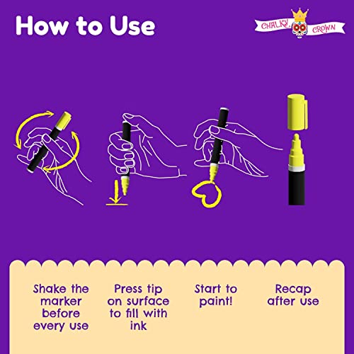 Dry Erase Marker Pens for Chalkboards, Signs, Windows, Blackboard, Glass, Mirrors - Chalkboard Markers with Reversible Tip (8 Pack) - (Multicolored, 6mm)