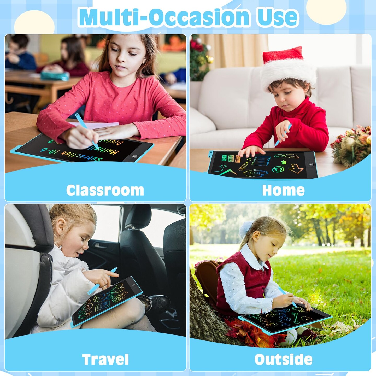 12 Inch LCD Writing Tablet Doodle Board Pad, Colorful Drawing Tablets Educational Toys, Christmas Birthday Gifts for 3 4 5 6 7 8 Years Old Girls Boys (Blue)