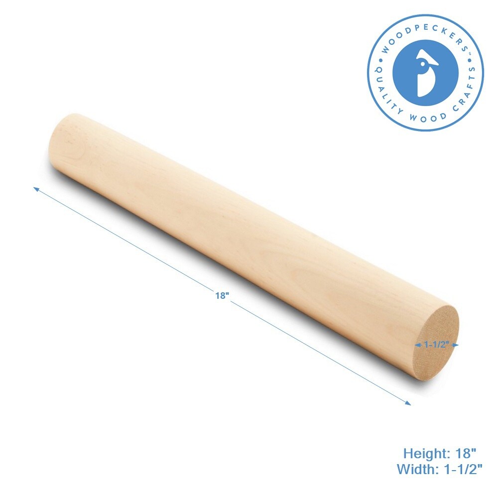 Wooden Dowel Rods 1-1/2 inch Thick, Multiple Lengths, Unfinished Sticks Crafts &#x26; DIY | Woodpeckers
