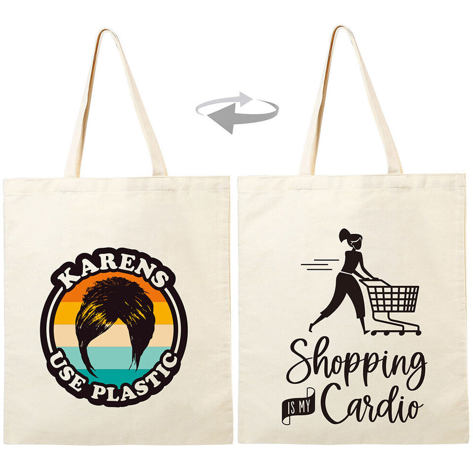 Canvas Tote Bag Grocery Bag Multi-Purpose Reusable For School Shopping Beach Bag