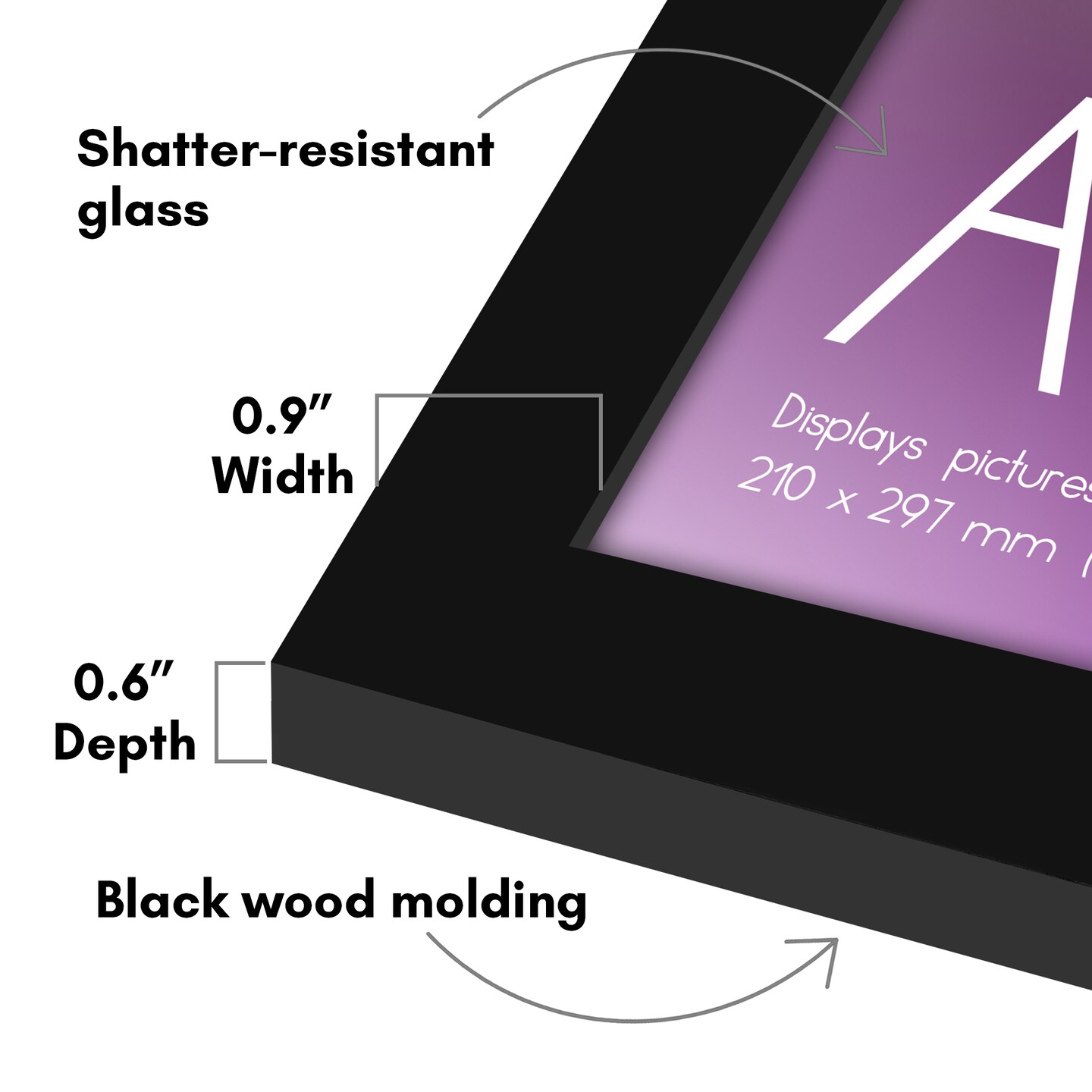 Americanflat A2 A3 A4 A5 Poster Frame - Picture Frame to Display Posters - Ideal for Documents and Artwork - Plexiglass Cover - Adjustable Hanging Hardware - Includes Easel