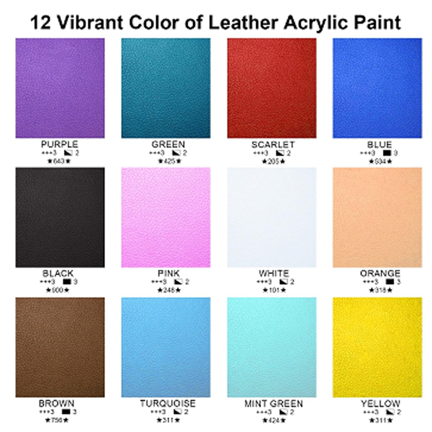 Colorful Acrylic Leather Paint for Shoe Painting- 12 Colors Leather Paint for Bag & Wallet Decor, Leather Jacket Care, Crafts DIY & Customizing Leather Projects