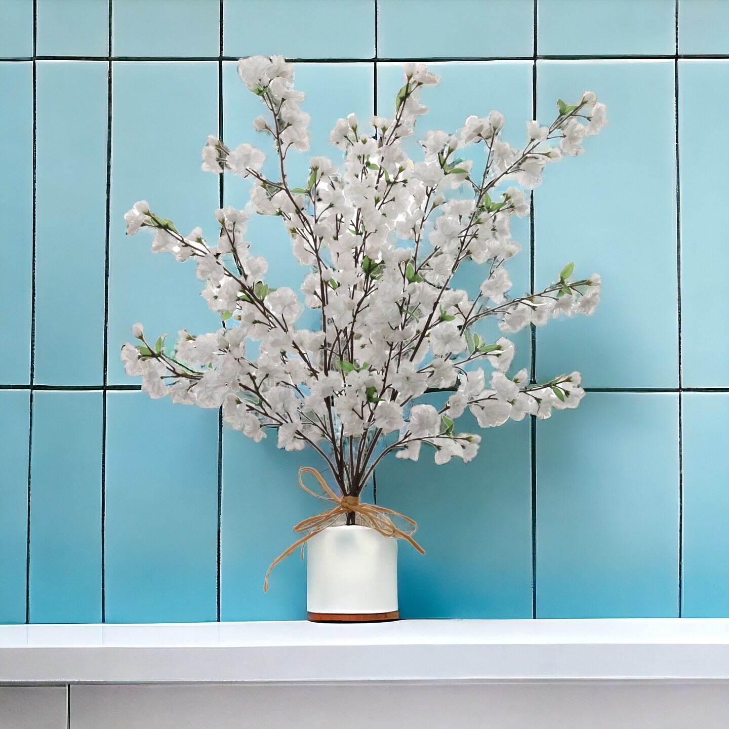 3-Pack White Cherry Blossom 36" Silk Stems for Vases, Bouquets & Home Decor | Floral Home®