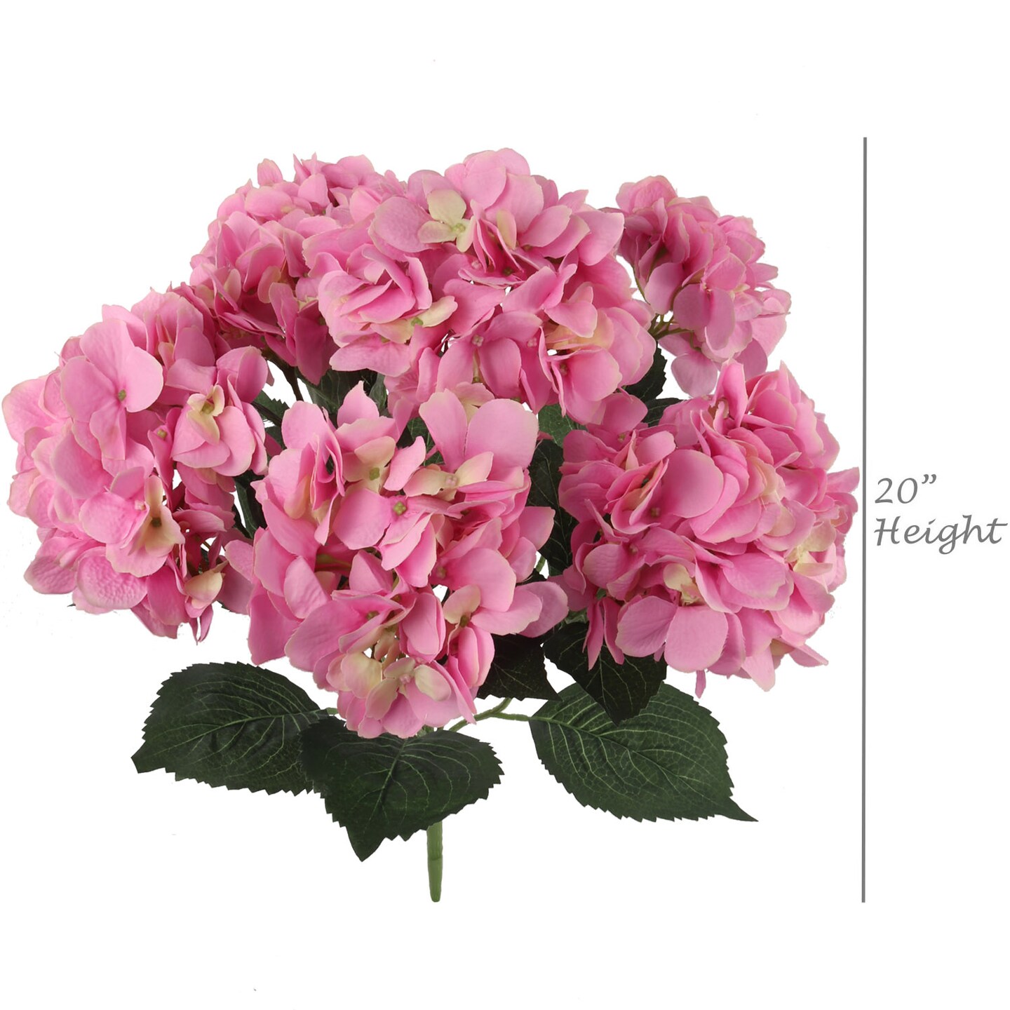 20-Inch UV Pink Hydrangea Bush with 7 Lifelike Silk Flowers for Indoor and Outdoor D&#xE9;cor, Floral Home by Artificial Flowers