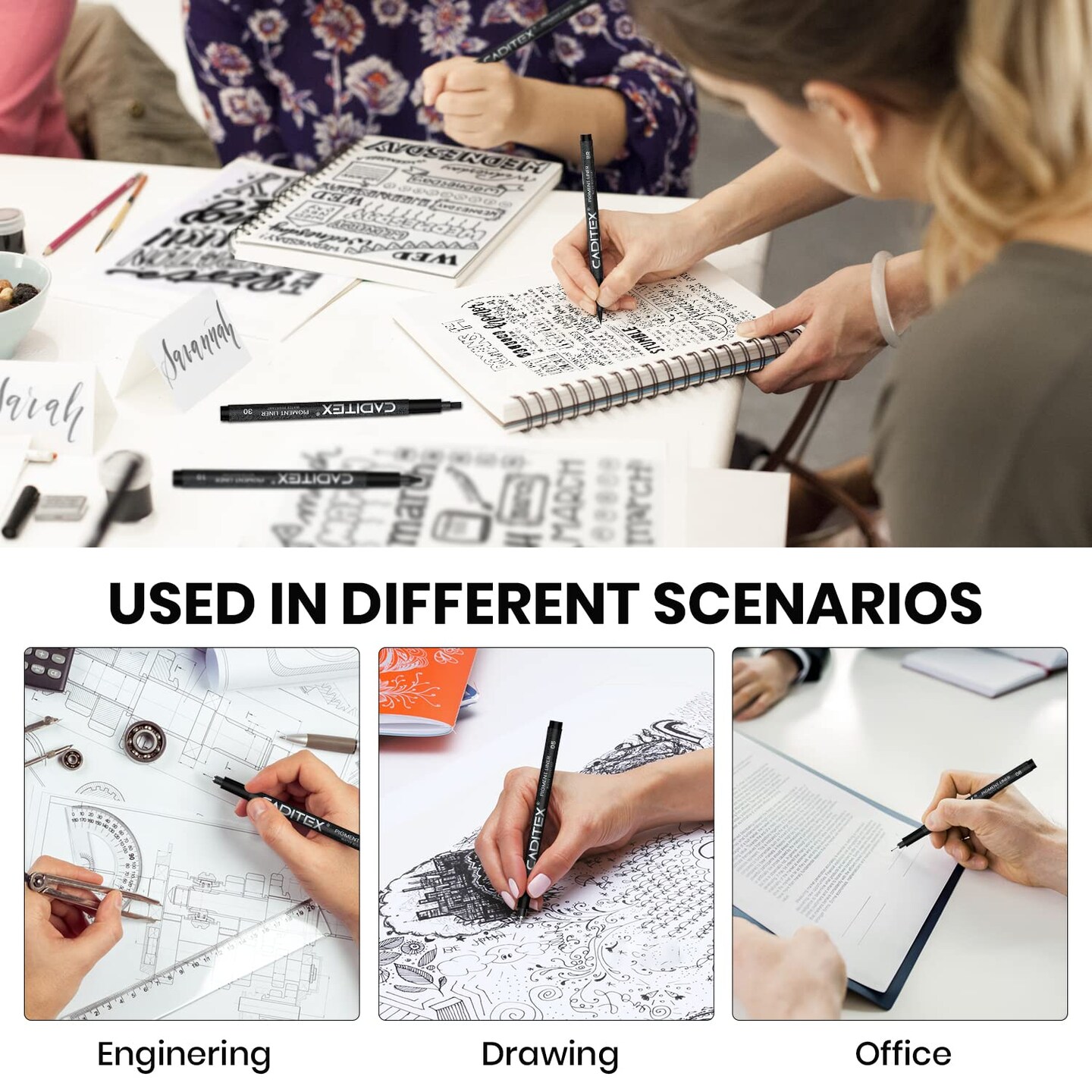 12 Size Fineliner Pens, Micro-Pens for Beginners Sketching, Writing, Drawing