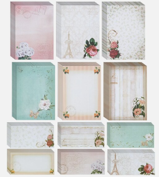 60 Sheets Floral Vintage Stationery Set with Envelopes