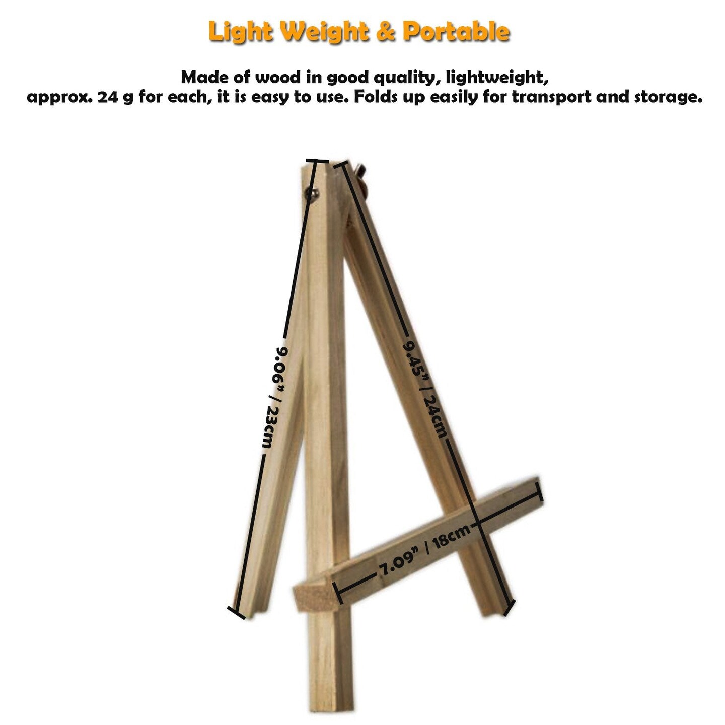 Portable 9&#x22; Wood Tripod Tabletop Display Easel for Artist Painting, Sketching, Displaying Photos, Decorative Plates and More