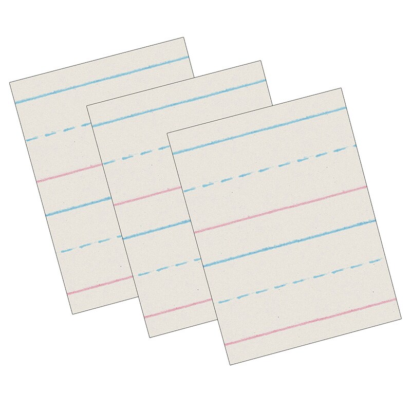 Newsprint Handwriting Paper, Dotted Midline, Grade 1, 5/8" x 5/16" x 5/16" Ruled Long, 10-1/2" x 8", 500 Sheets Per Pack, 3 Packs