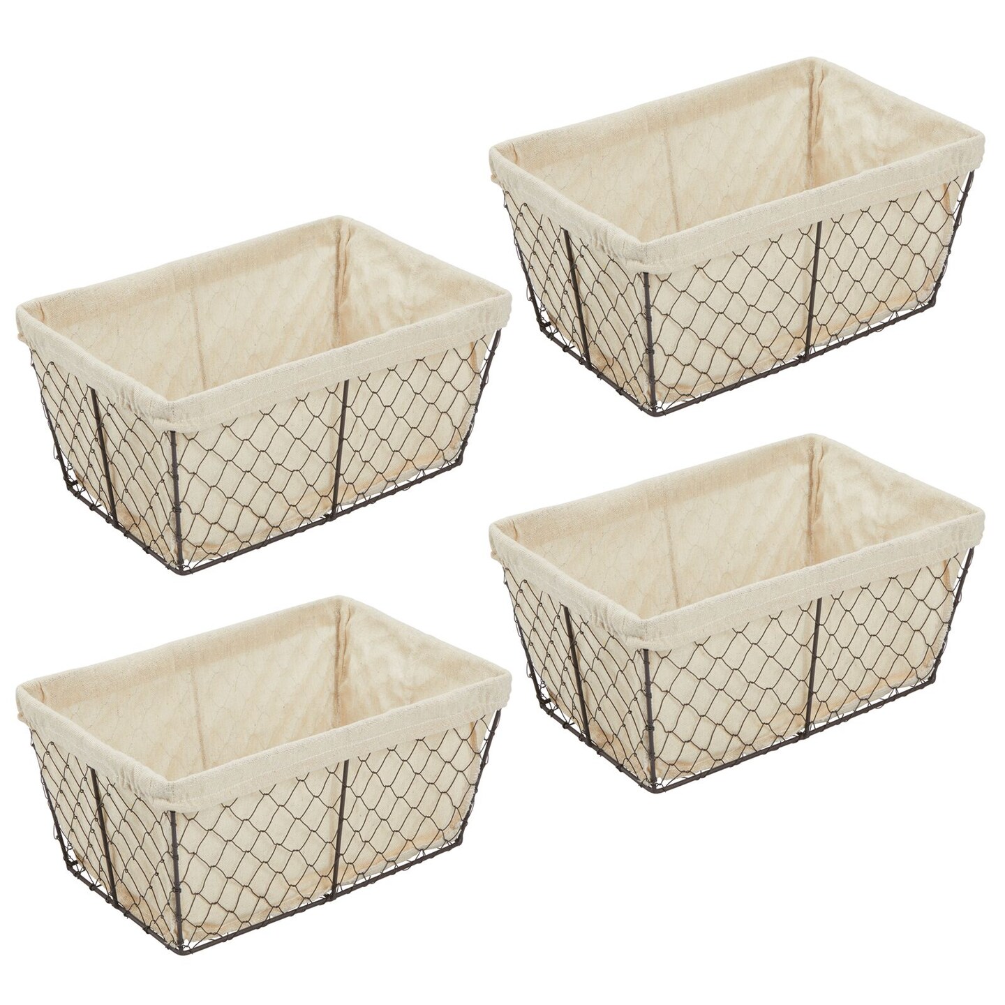 mDesign Medium Chicken Wire Storage Basket, Fabric Liner