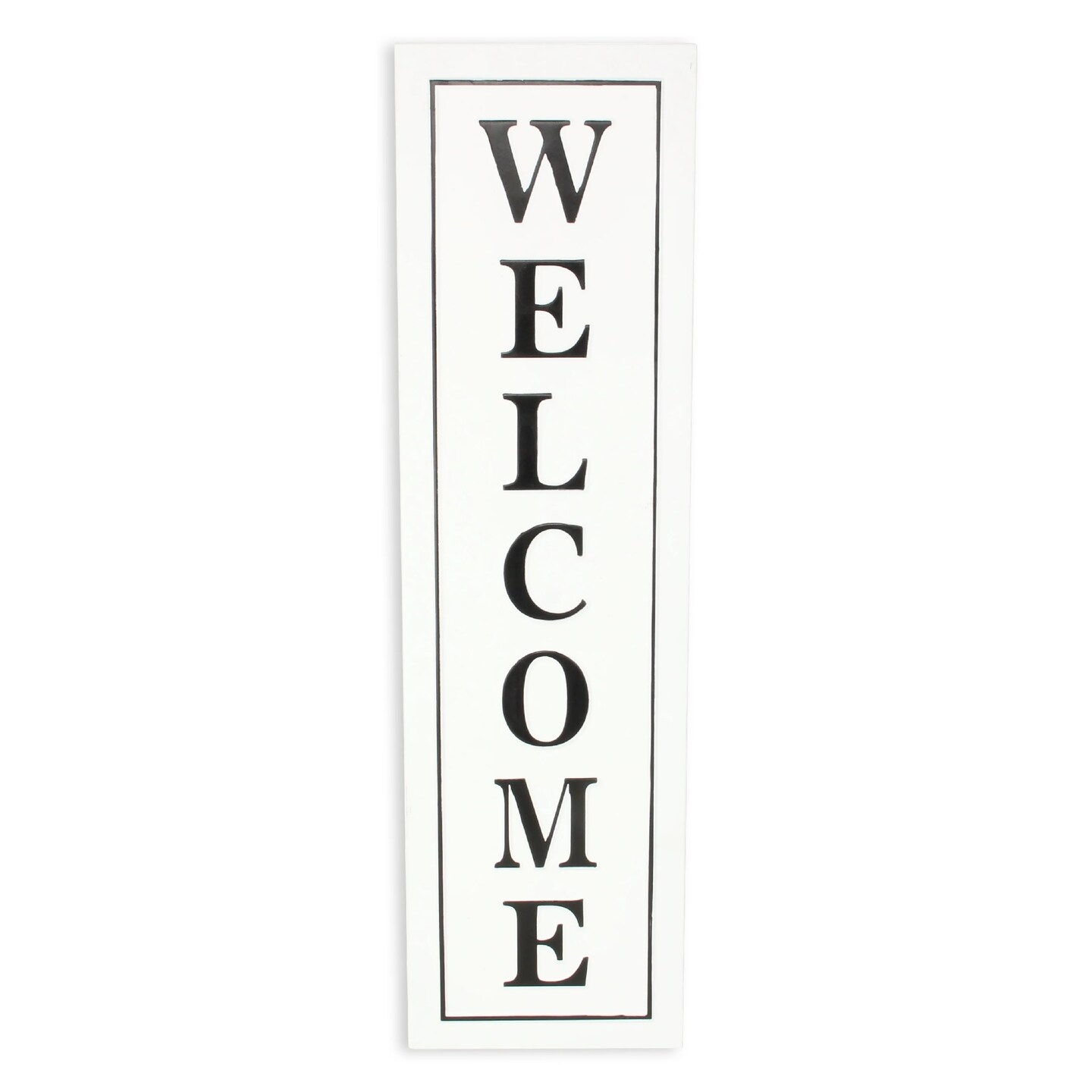 Contemporary Home Living 39&#x201D; White and Black Vertical Welcome Porch Board Sign Decoration