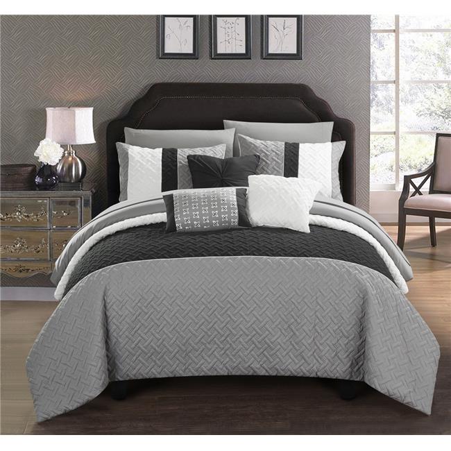 Lior Comforter Set&#x26;#44; Queen Grey - 10 Piece