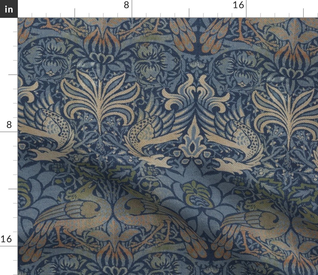 Medieval Antique Look Victorian Morris Damask Edwardian Custom Printed Fabric by Spoonflower Various Fabrics by the Yard or Fat Quarter