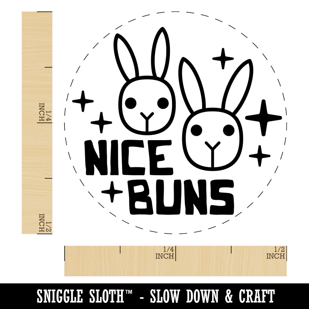 Nice Buns Bunny Rabbit Pun Rubber Stamp for Stamping Crafting Planners
