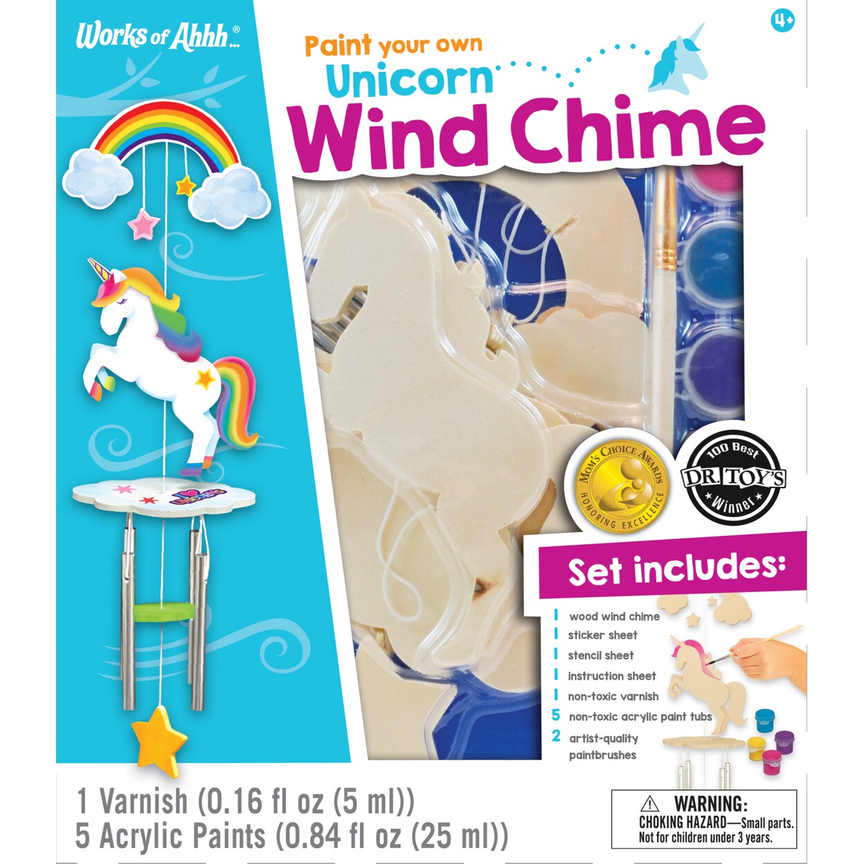 MasterPieces Works of Ahhh Craft Set - Unicorn Wind Chime Classic Wood Paint Kit