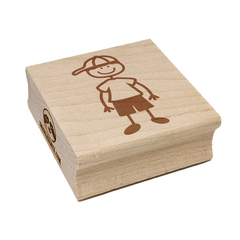 Stick Figure Boy Son Square Rubber Stamp for Stamping Crafting