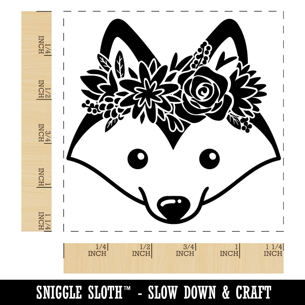Husky Dog Wearing a Flower Crown Square Rubber Stamp for Stamping Crafting