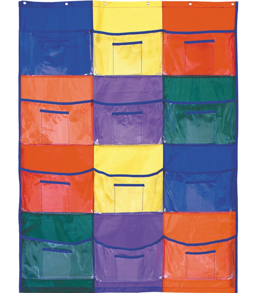 Carson Dellosa Library Pocket Chart&#x2014;Classroom Centers Clear Library Book Pockets for Kids, Multicolor Organizer for Classroom or Homeschool (50 inches x 36 inches)