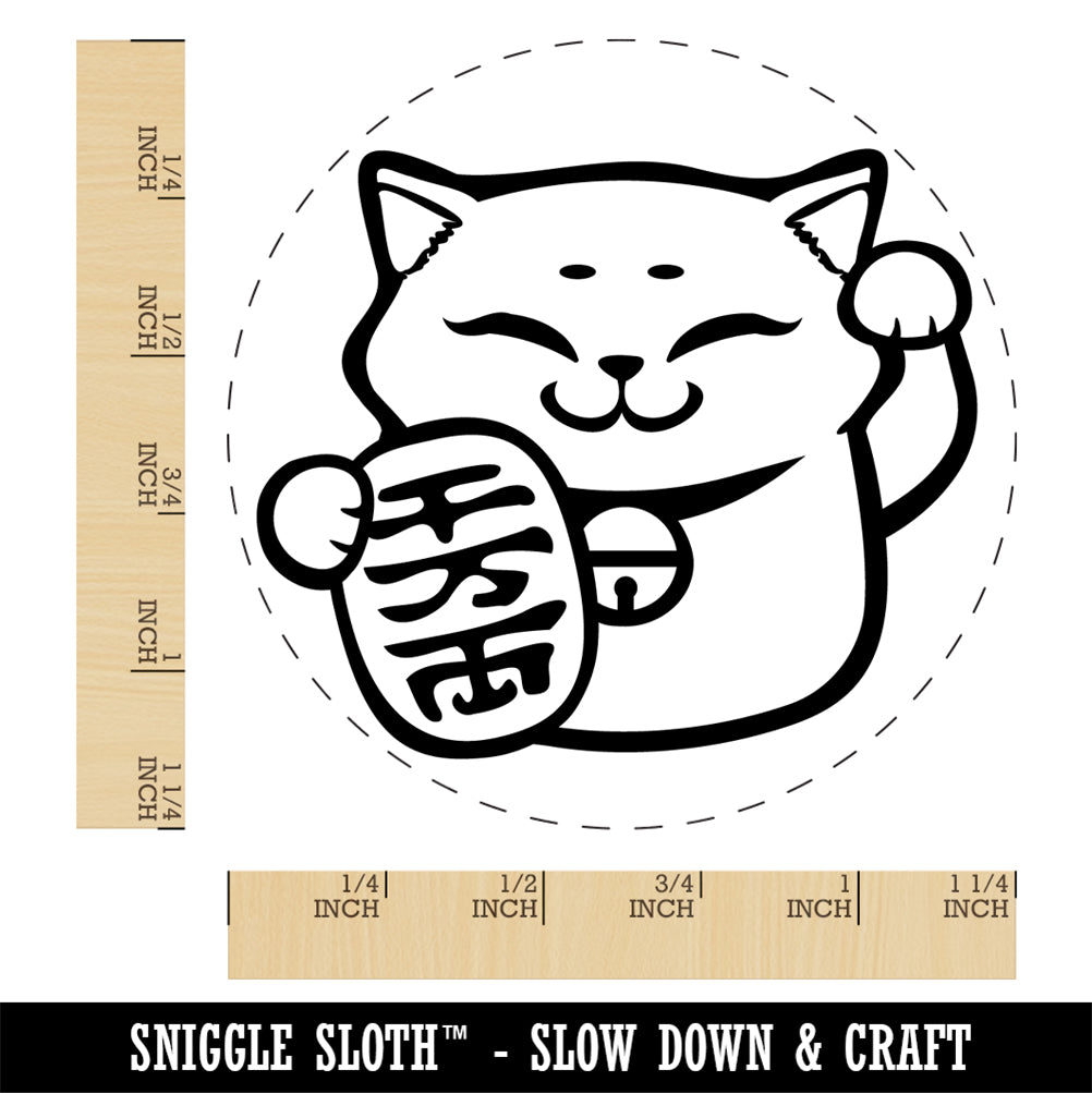 Maneki Neko Lucky Cat Rubber Stamp for Stamping Crafting Planners
