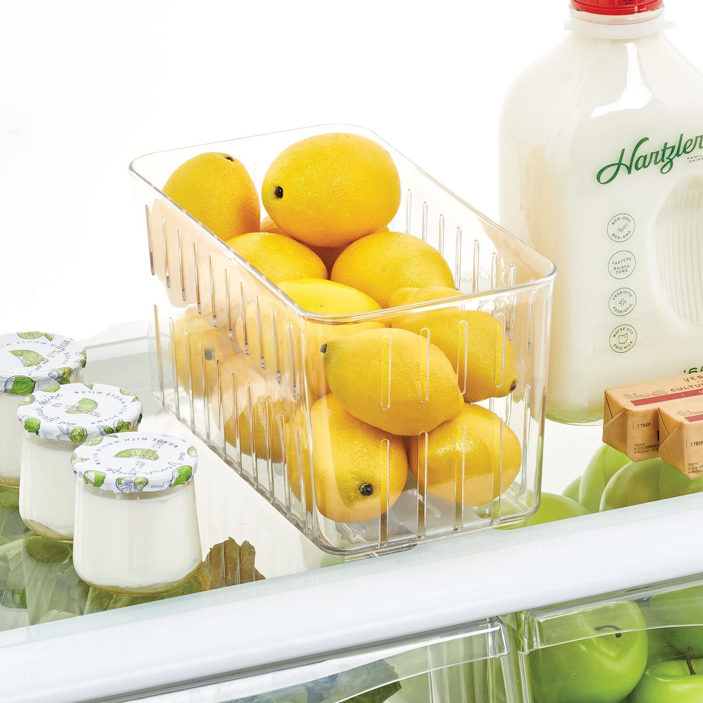 mDesign Vented Fridge Storage Bin Basket for Fruit, Vegetables, 4 Pack -  Clear