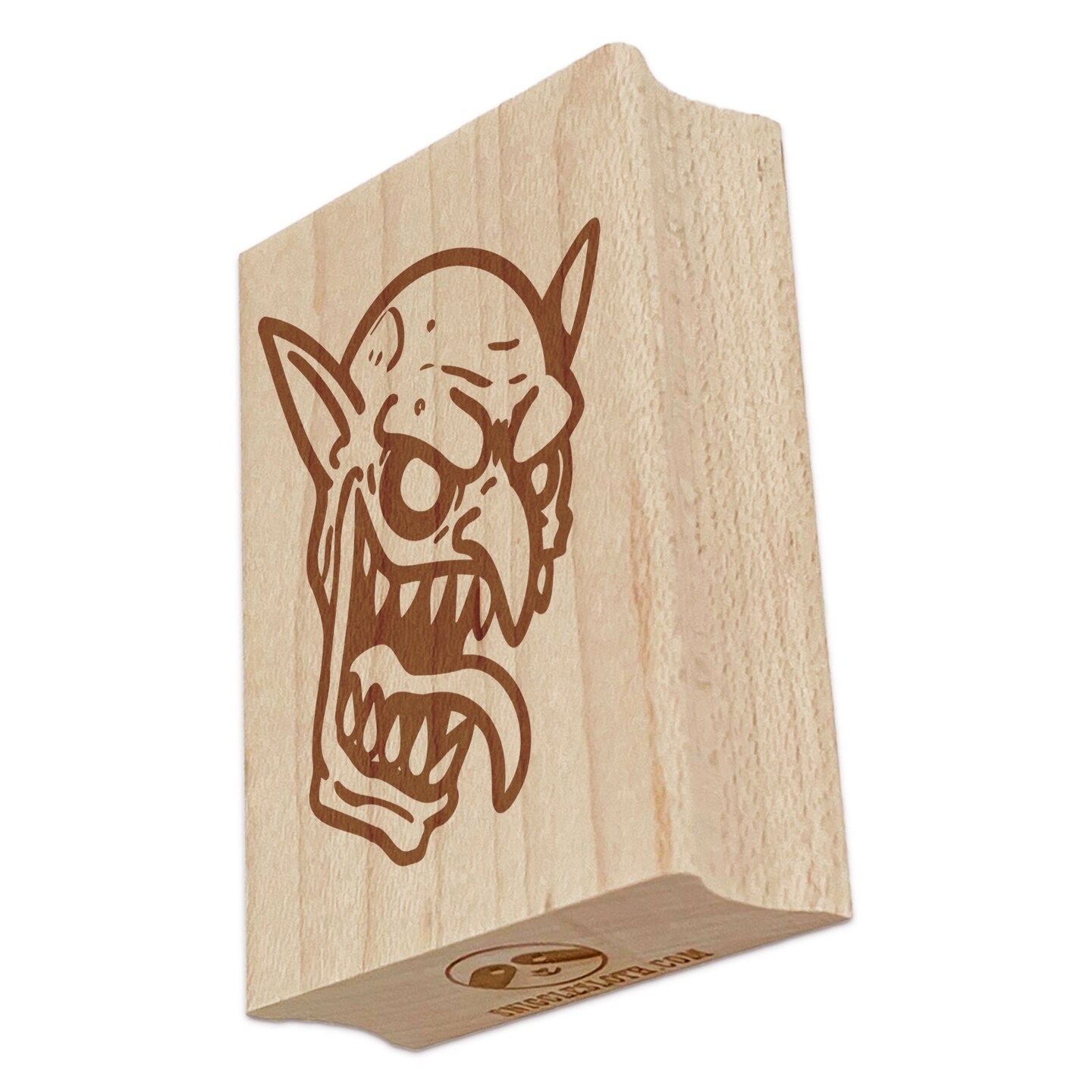 Evil Smiling Goblin Face Rectangle Rubber Stamp for Stamping Crafting