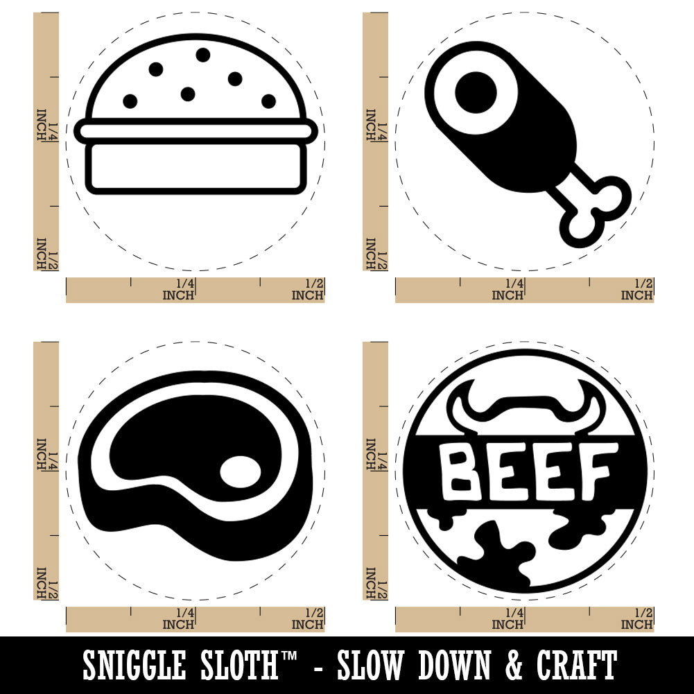 Meat Lovers Beef Steak Burger Food Rubber Stamp Set for Stamping Crafting Planners
