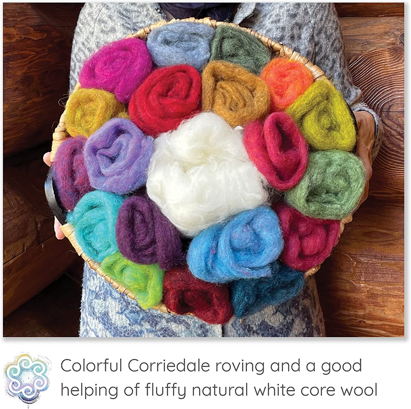 Corriedale Roving & White Natural Core Wool for Needle Felting, Spinning,  Blending. Carded Wool for Fiber Art, Critter Color Variety Pack 