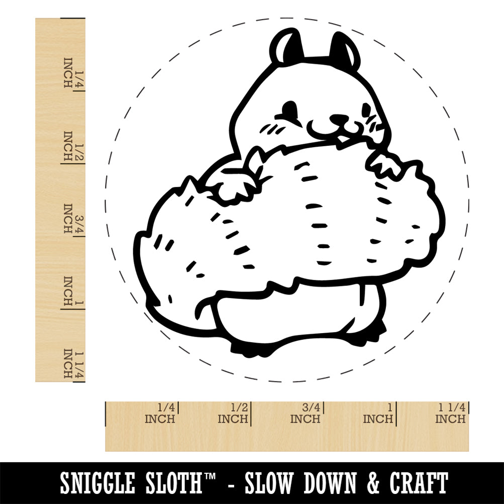 Shy Squirrel Hiding Behind Tail Rubber Stamp for Stamping Crafting Planners