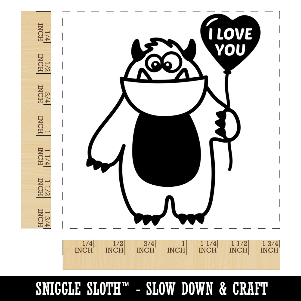 Valentine&#x27;s Day Monster Heart Balloon I Love You Anniversary Square Rubber Stamp for Stamping Crafting