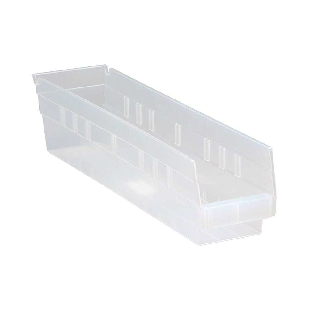 Quantum Storage Systems Economy Durable Tri-Clear Polypropylene Shelf Bins - 20 Pack