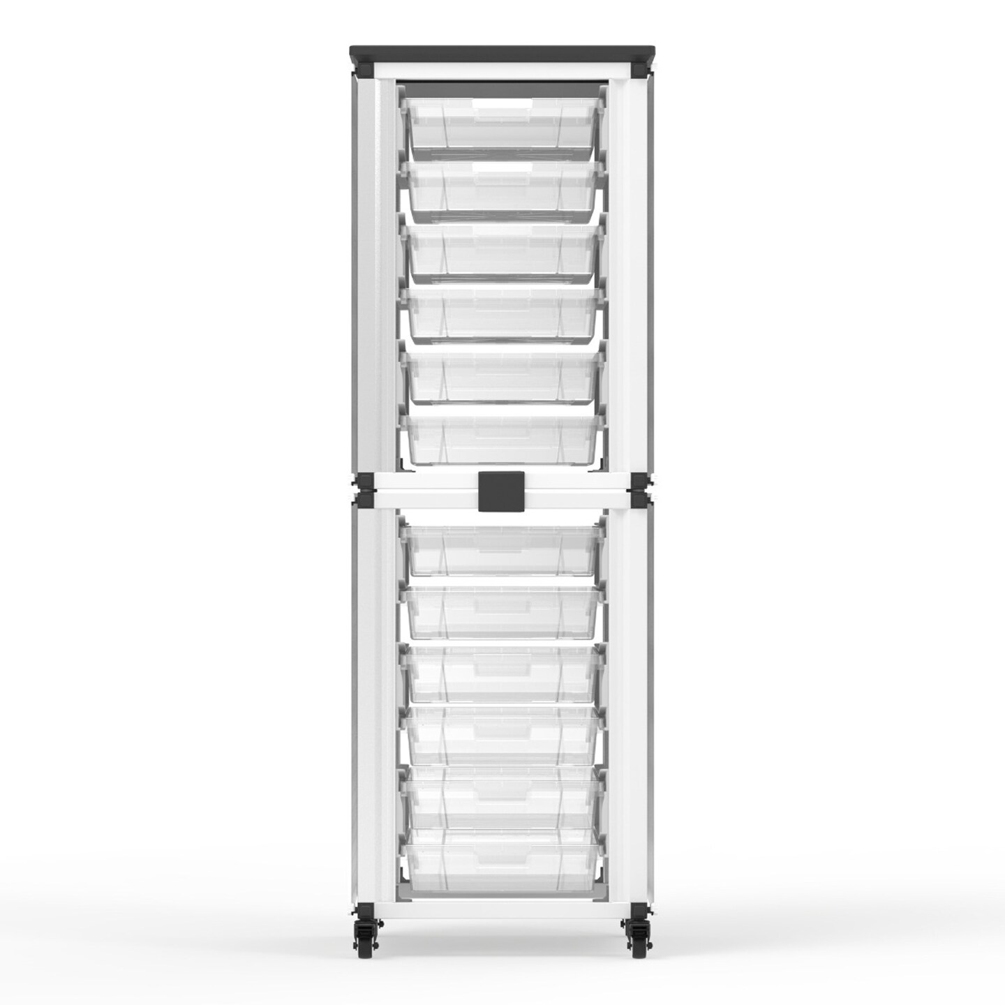 Luxor Modular Classroom Storage Cabinet - 2 stacked Modules with 12 Small Bins