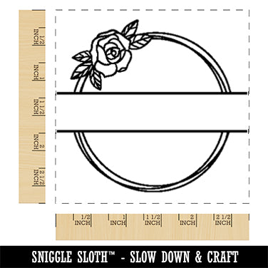 Single Rose Circle Split Wreath for Name Monogram Square Rubber Stamp for  Stamping Crafting