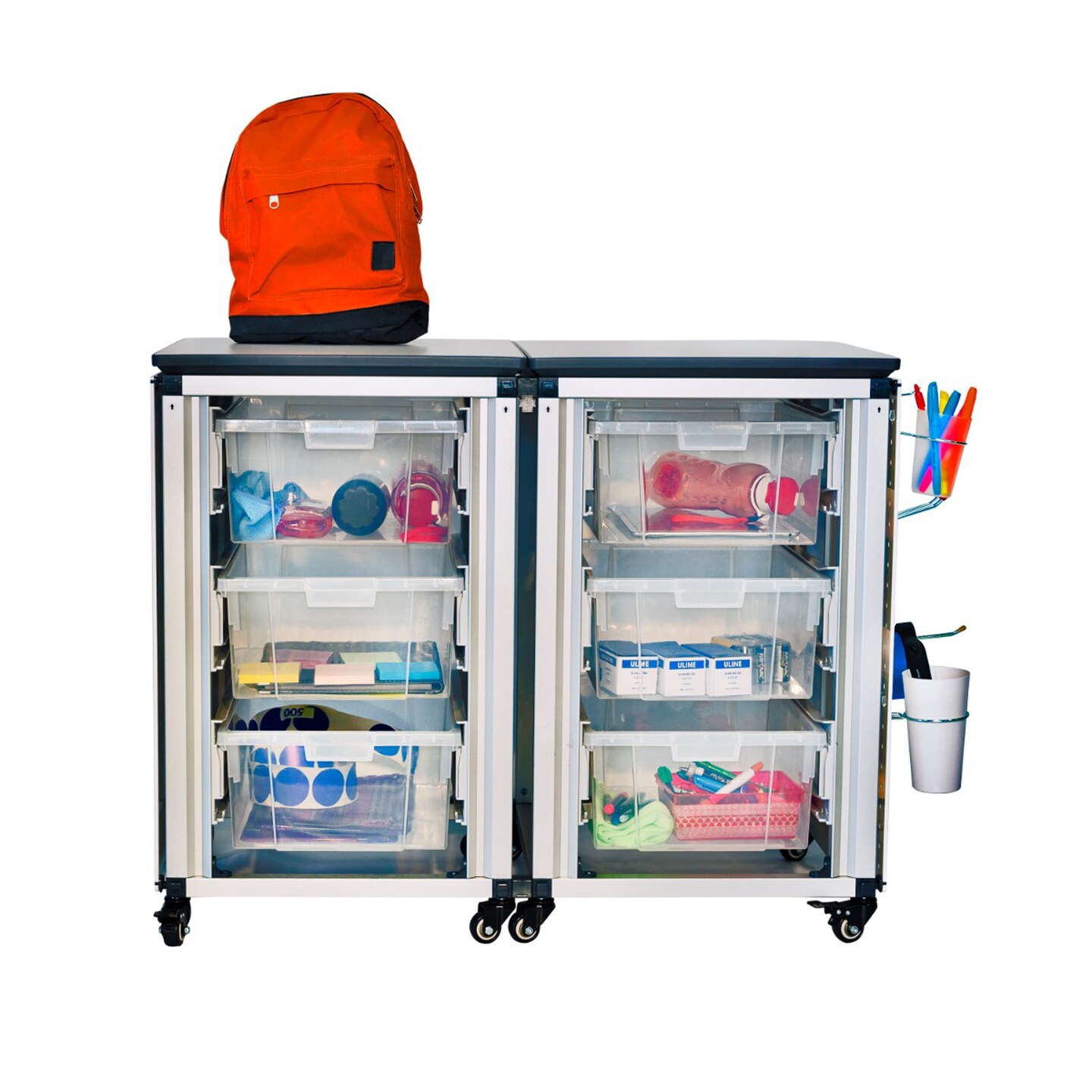 Luxor Modular Classroom Storage Cabinet - 2 side-by-side Modules with 6 Large Bins