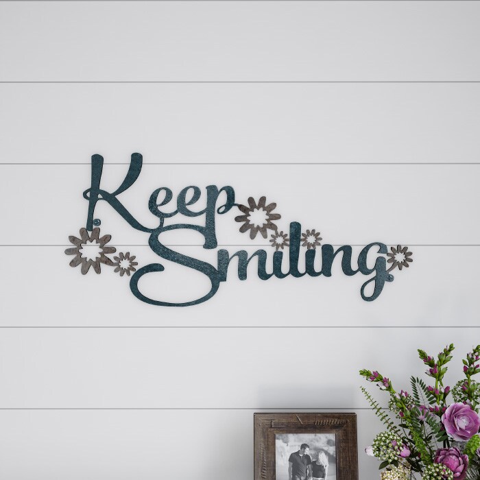 Lavish Home Metal Cutout- Keep Smiling Decorative Wall Sign-3D Word Art Home Accent Decor