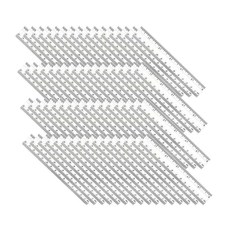 Plastic Ruler, 6&#x22;, Inches/Metric, Clear, Pack of 48
