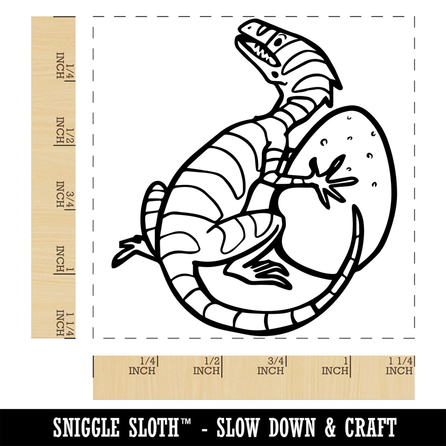Small Dinosaur with Egg Square Rubber Stamp for Stamping Crafting