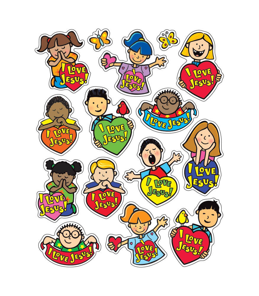 Carson Dellosa | I Love Jesus Christian Stickers | 1.5-inch x 1.5-inch, 90ct